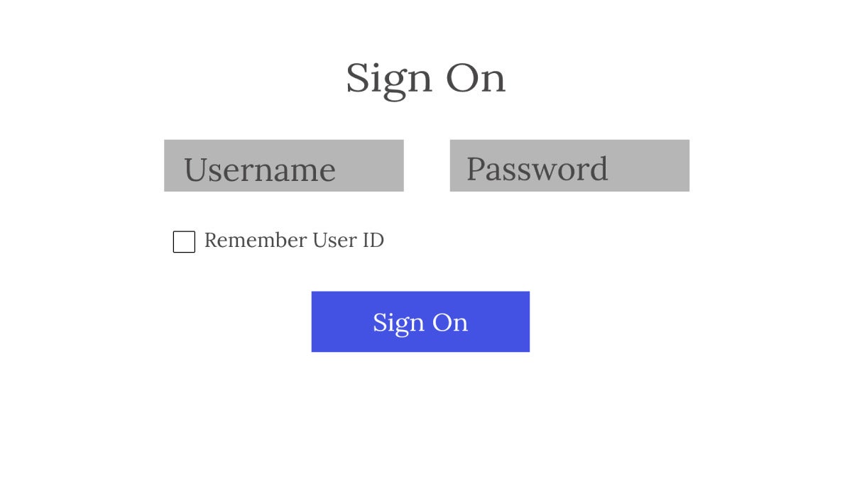 A simple login page.