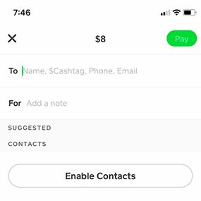 Cash App send money screen