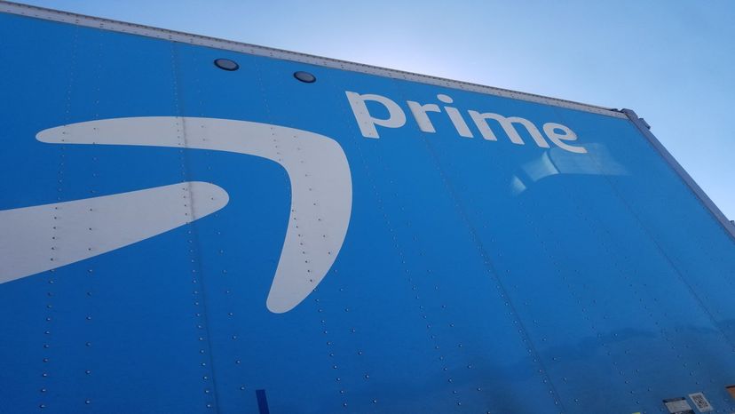 Amazon Prime logo on truck