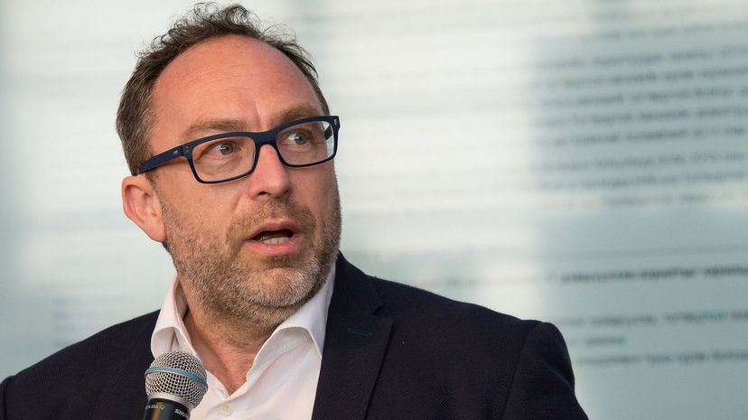 Wikipedia founder Jimmy Wales participates in a press conference in 2015. Albin Lohr-Jones/Pacific Press/LightRocket via Getty Images